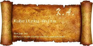 Kubritzky Anita névjegykártya